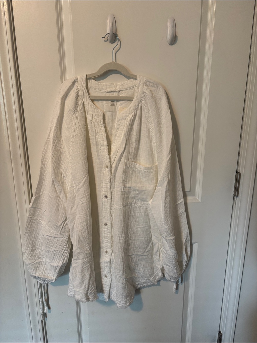 aerie White Gauze Button-Front Swim Coverup